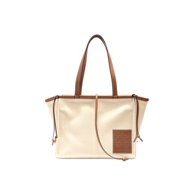 LOEWE CUSHION TOTE BAG IN CANVAS CALFSKIN 061920 (35*27*19cm)